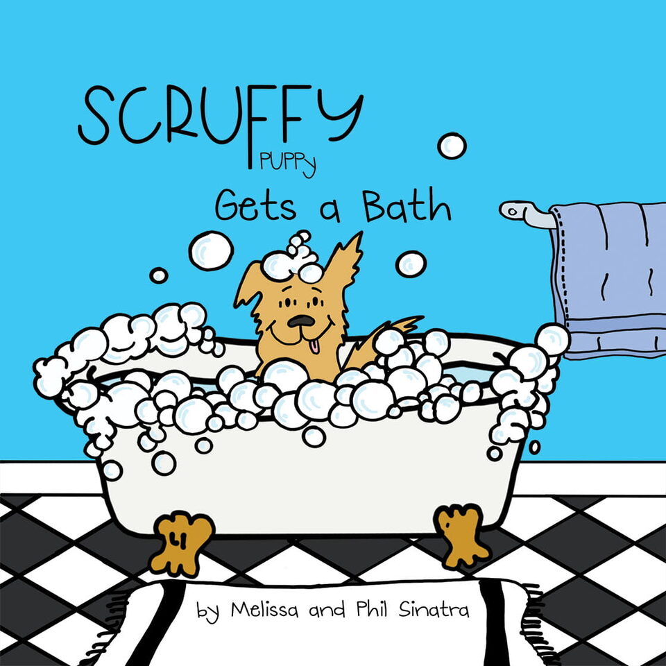 Scruffy Puppy Gets A Bath front cover