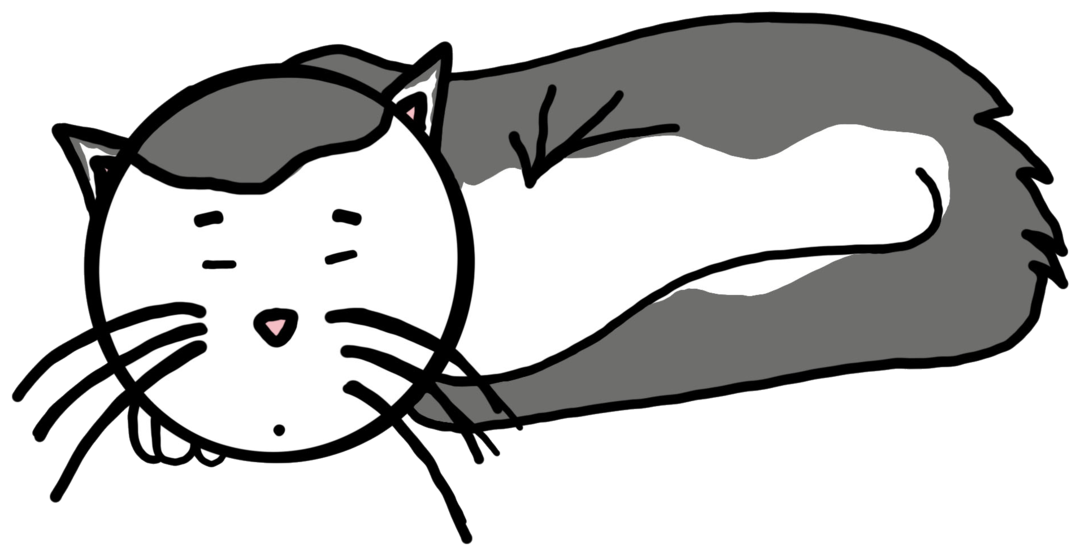 Kitty curled up asleep with his eyes shut and his paws tucked under his chin